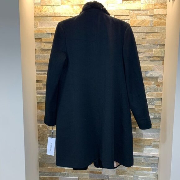 Fleurette Wool Car Coat With Genuine RexRabbit Fur - Picture 6 of 8